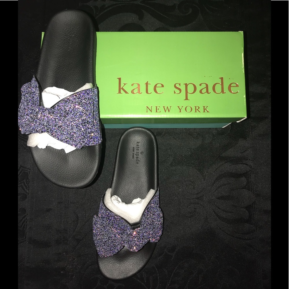 NEW kate spade shellie glitter slide pool sandal